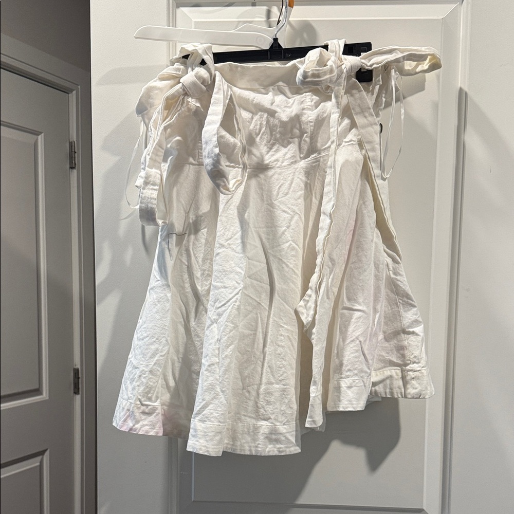 White Women's babydoll dress with tie shoulders